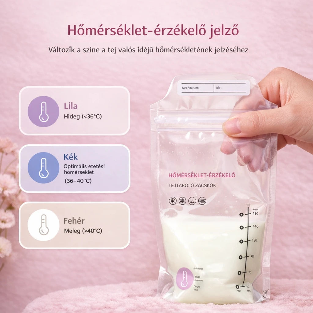 Móra – Hőmérséklet-jelzős tejtároló tasak